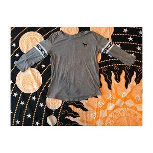 PINK grey varsity tee